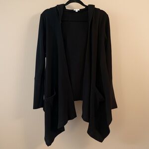 Splendid Black Hooded Waterfall Cardigan Medium Supima Cotton
